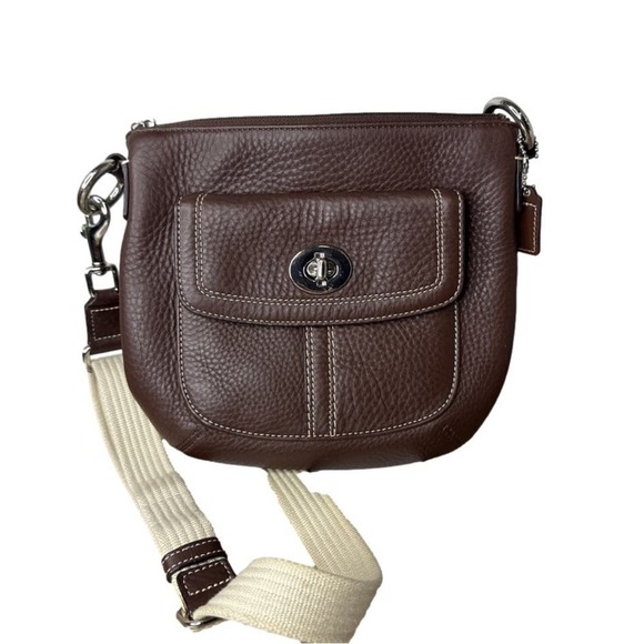 COACH Brown Hamilton Pebbled Leather Crossbody - Picture 1 of 10